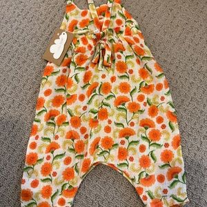 Angel Dear Floral Marigold Tie Back Romper